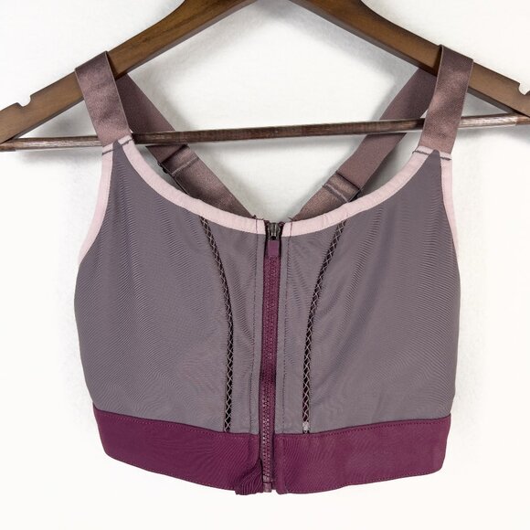 Fabletics Zoe High Support Impact Zip Front Sports Crossback Purple Small - Picture 1 of 4